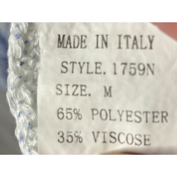 Luisa Ricci Womens Blue White Floral Mesh Knit Top Light Sweater Italy Size M - Picture 4 of 5